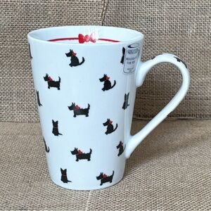 New Konitz Red Ribbon Scottie Dog Coffee Mug Cup Novelty Whimsical Waechtersbach